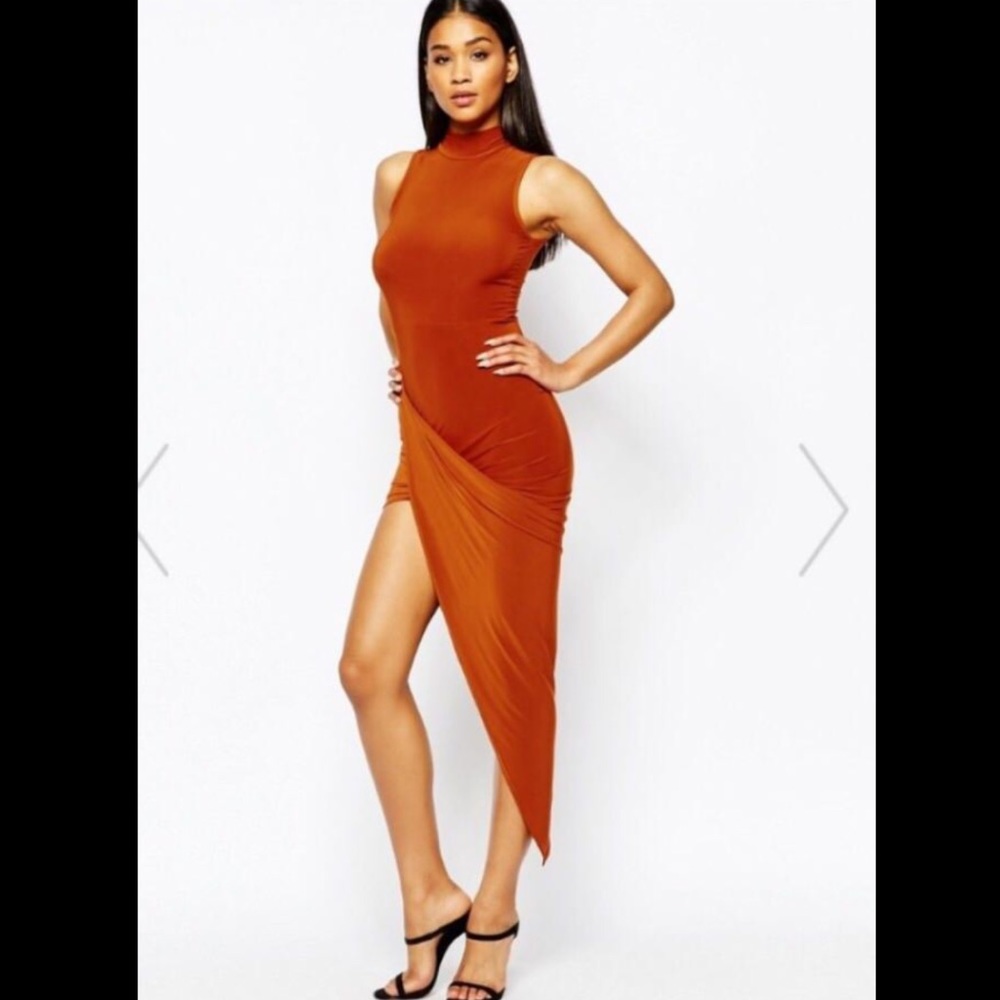 Copper color asymmetrical dress. Never worn